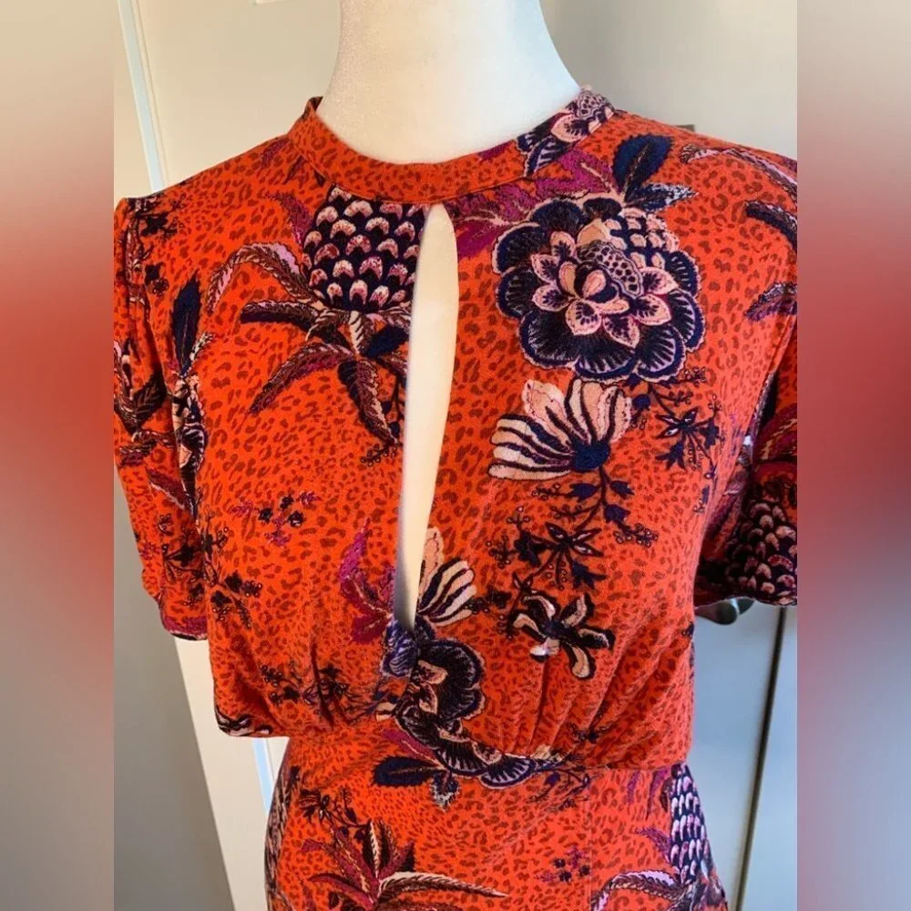 Free People Hear Me Roar Top Red Combo Size Large